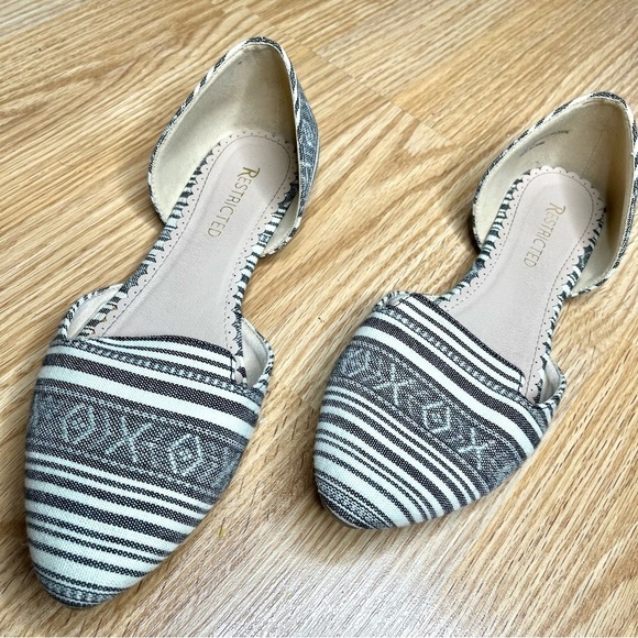 Restricted Buckle Dorsay Aztec Canvas Fabric Bohemian Pointed Toe Flats Size 10 - Picture 4 of 13